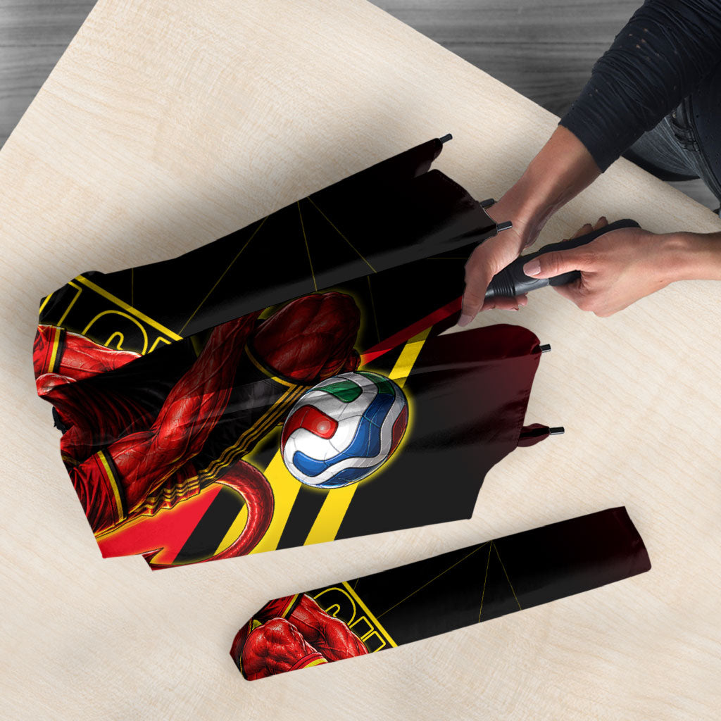 Personalized Belgium Soccer Red Devils Mascot Umbrella Royal Belgian Football Geometric Simple Style