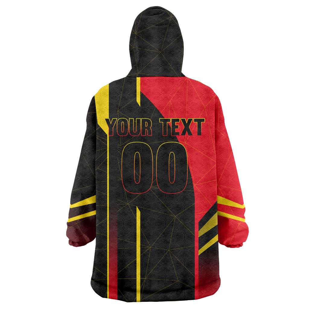 Personalized Belgium Soccer Red Devils Mascot Wearable Blanket Hoodie Royal Belgian Football Geometric Simple Style