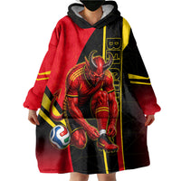 Personalized Belgium Soccer Red Devils Mascot Wearable Blanket Hoodie Royal Belgian Football Geometric Simple Style