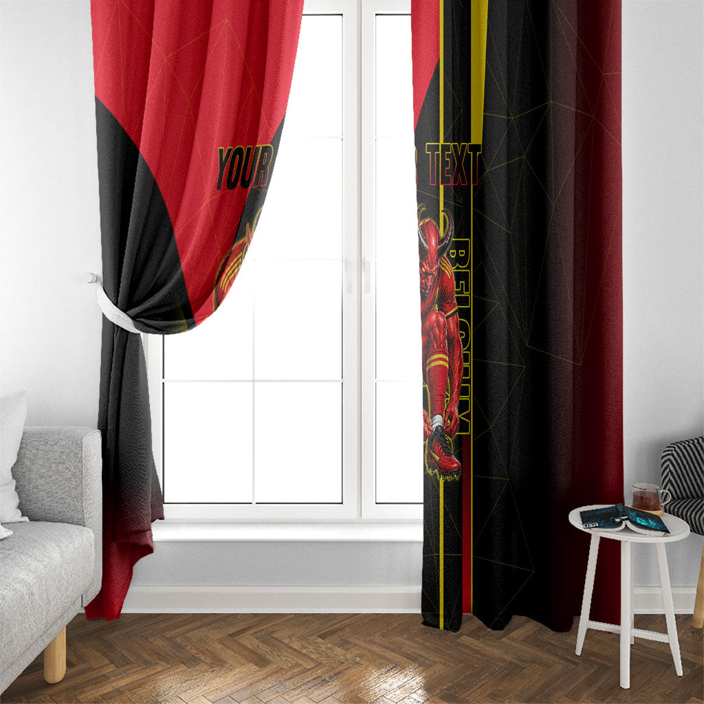 Personalized Belgium Soccer Red Devils Mascot Window Curtain Royal Belgian Football Geometric Simple Style