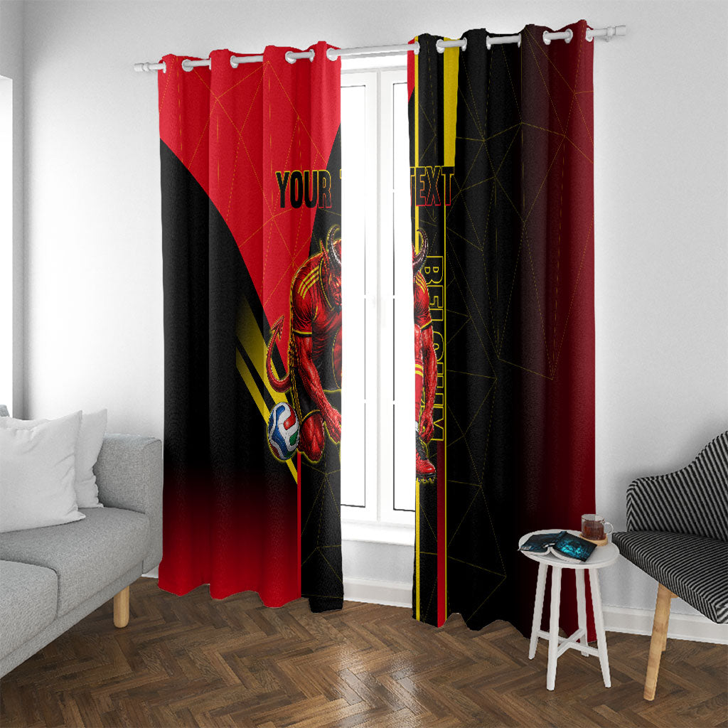 Personalized Belgium Soccer Red Devils Mascot Window Curtain Royal Belgian Football Geometric Simple Style