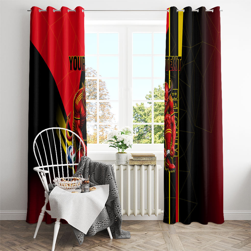 Personalized Belgium Soccer Red Devils Mascot Window Curtain Royal Belgian Football Geometric Simple Style