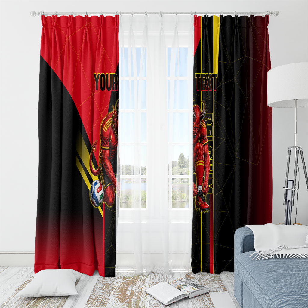 Personalized Belgium Soccer Red Devils Mascot Window Curtain Royal Belgian Football Geometric Simple Style