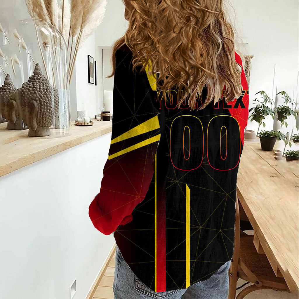 Personalized Belgium Soccer Red Devils Mascot Women Casual Shirt Royal Belgian Football Geometric Simple Style