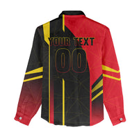 Personalized Belgium Soccer Red Devils Mascot Women Casual Shirt Royal Belgian Football Geometric Simple Style