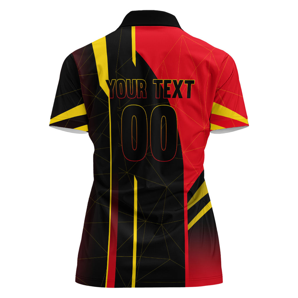 Personalized Belgium Soccer Red Devils Mascot Women Polo Shirt Royal Belgian Football Geometric Simple Style