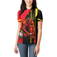 Personalized Belgium Soccer Red Devils Mascot Women Polo Shirt Royal Belgian Football Geometric Simple Style