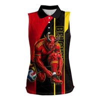Personalized Belgium Soccer Red Devils Mascot Women Sleeveless Polo Shirt Royal Belgian Football Geometric Simple Style