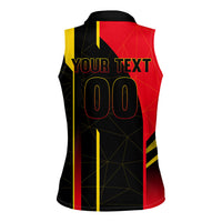 Personalized Belgium Soccer Red Devils Mascot Women Sleeveless Polo Shirt Royal Belgian Football Geometric Simple Style