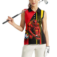 Personalized Belgium Soccer Red Devils Mascot Women Sleeveless Polo Shirt Royal Belgian Football Geometric Simple Style