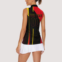 Personalized Belgium Soccer Red Devils Mascot Women Sleeveless Polo Shirt Royal Belgian Football Geometric Simple Style