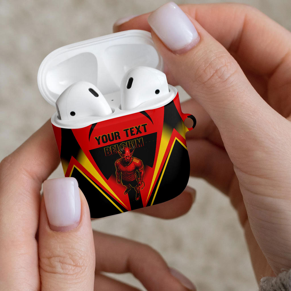 Personalized Belgium Soccer AirPods Case Belgian Football Pride Red Devils Mascot