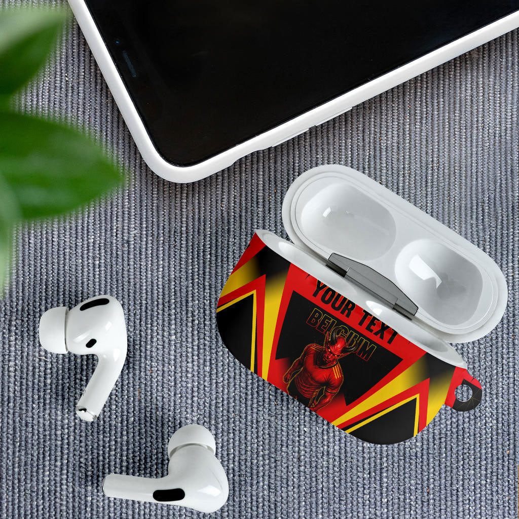 Personalized Belgium Soccer AirPods Case Belgian Football Pride Red Devils Mascot