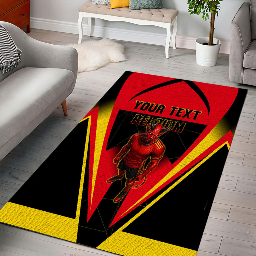 Personalized Belgium Soccer Area Rug Belgian Football Pride Red Devils Mascot