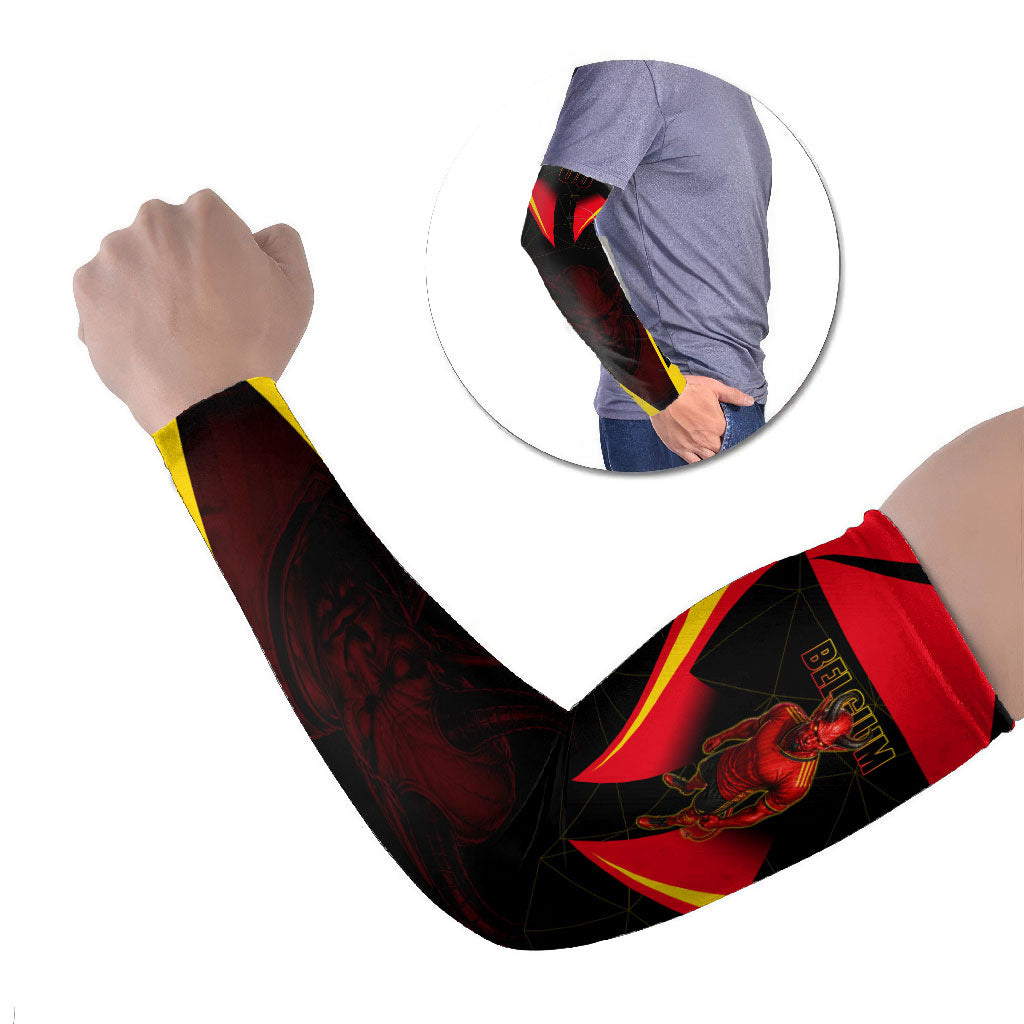 Personalized Belgium Soccer Arm Sleeves Belgian Football Pride Red Devils Mascot