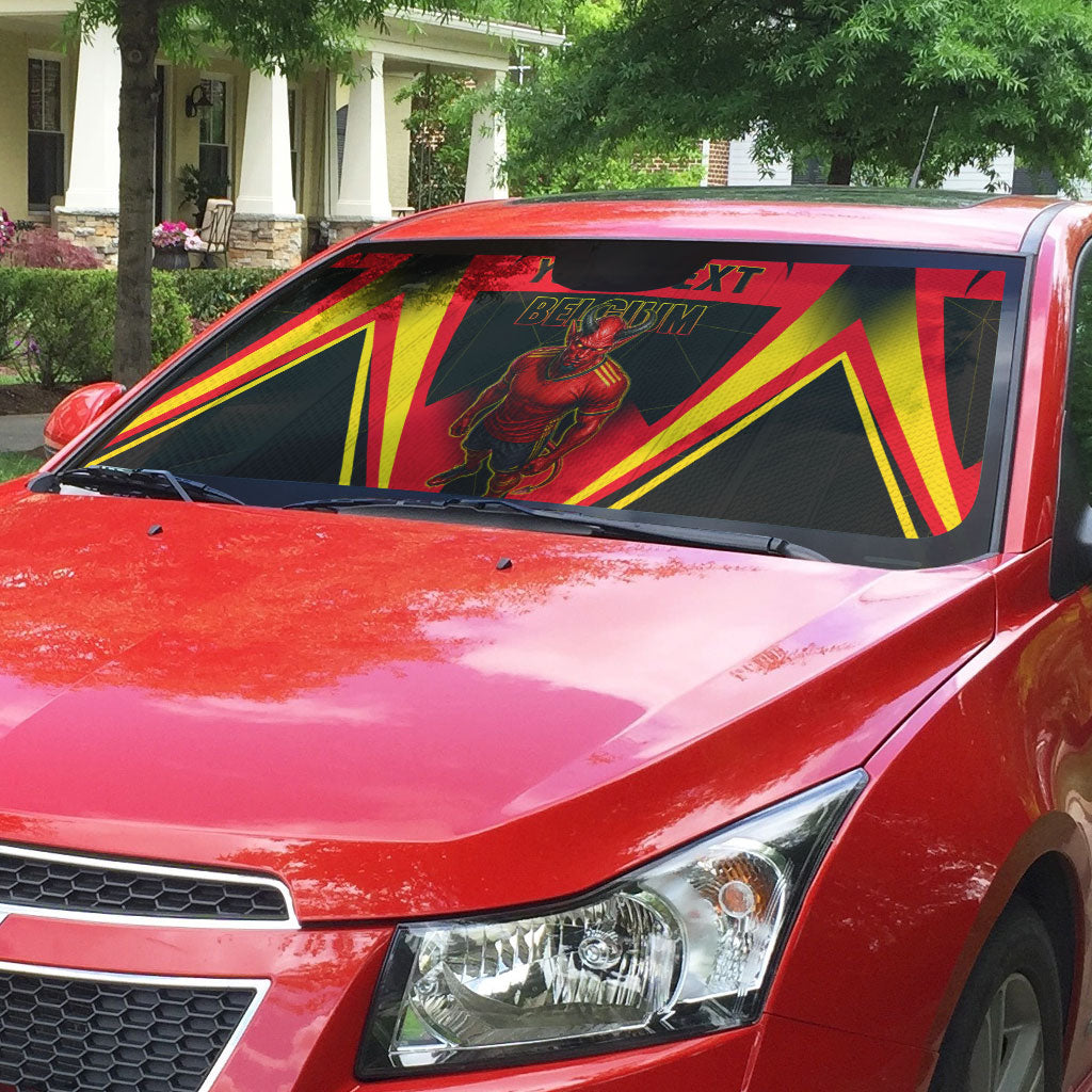 Personalized Belgium Soccer Auto Sun Shade Belgian Football Pride Red Devils Mascot