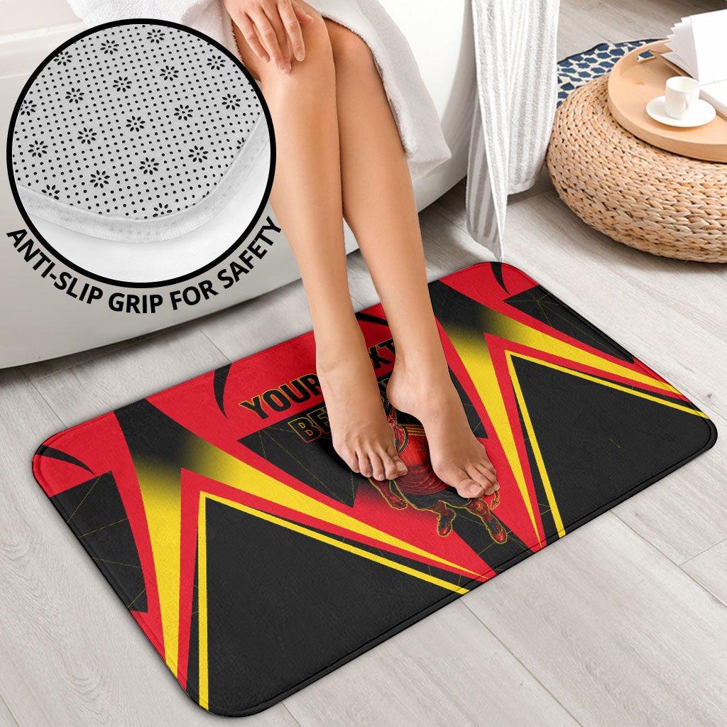 Personalized Belgium Soccer Bathroom Set Belgian Football Pride Red Devils Mascot