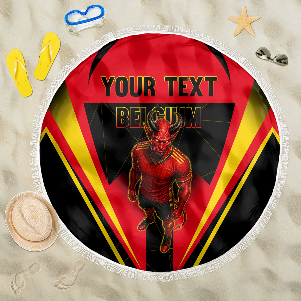 Personalized Belgium Soccer Beach Blanket Belgian Football Pride Red Devils Mascot