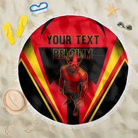 Personalized Belgium Soccer Beach Blanket Belgian Football Pride Red Devils Mascot