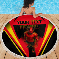 Personalized Belgium Soccer Beach Blanket Belgian Football Pride Red Devils Mascot