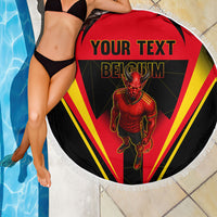 Personalized Belgium Soccer Beach Blanket Belgian Football Pride Red Devils Mascot