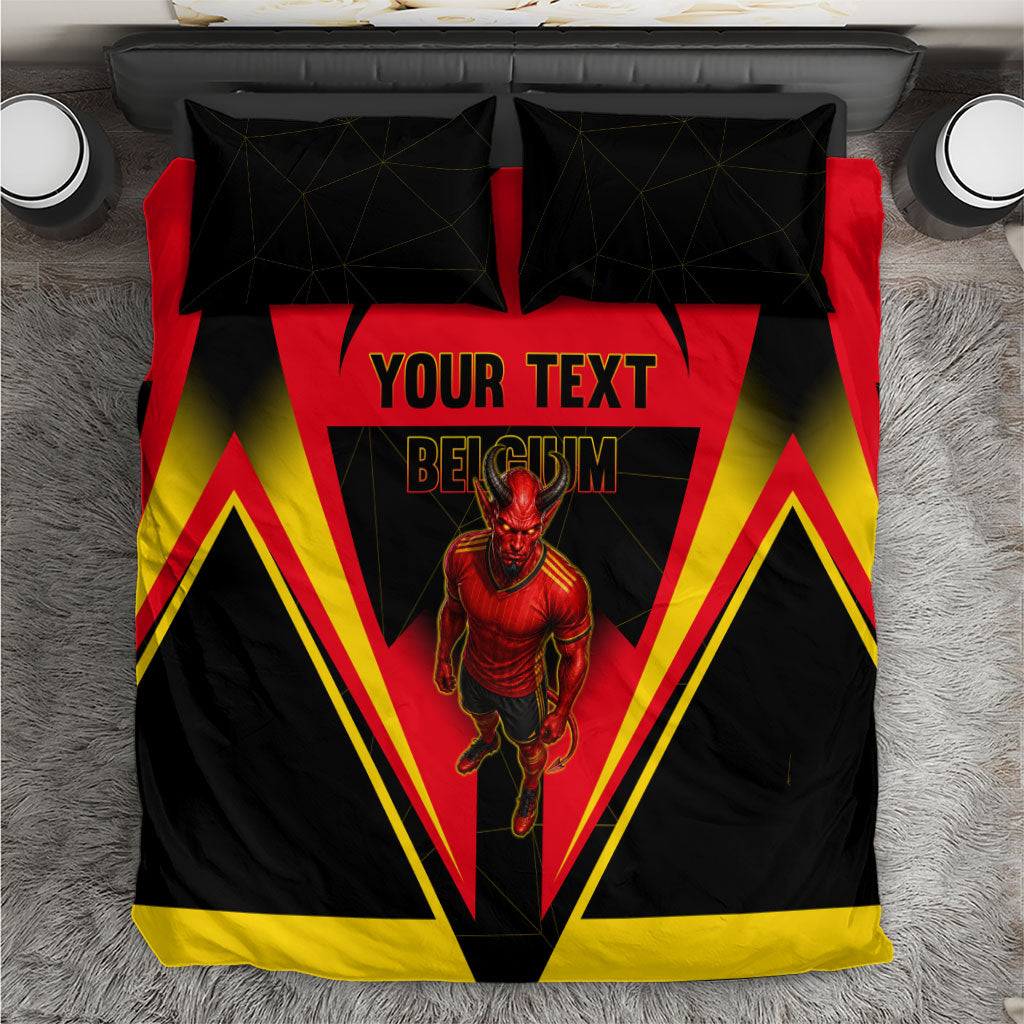 Personalized Belgium Soccer Bedding Set Belgian Football Pride Red Devils Mascot