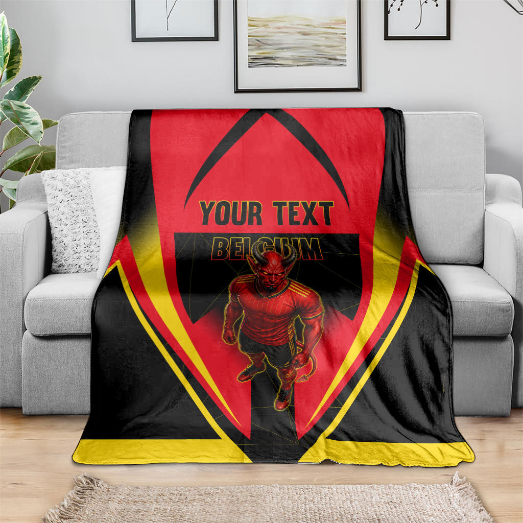 Personalized Belgium Soccer Blanket Belgian Football Pride Red Devils Mascot