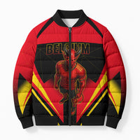 Personalized Belgium Soccer Bomber Puffer Jacket Belgian Football Pride Red Devils Mascot