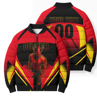Personalized Belgium Soccer Bomber Puffer Jacket Belgian Football Pride Red Devils Mascot