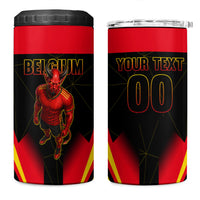 Personalized Belgium Soccer 4 in 1 Can Cooler Tumbler Belgian Football Pride Red Devils Mascot