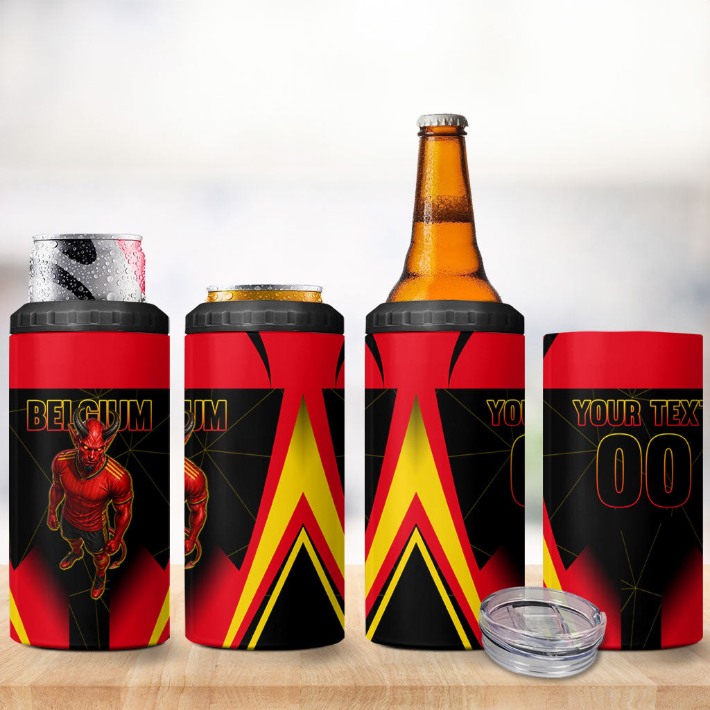 Personalized Belgium Soccer 4 in 1 Can Cooler Tumbler Belgian Football Pride Red Devils Mascot