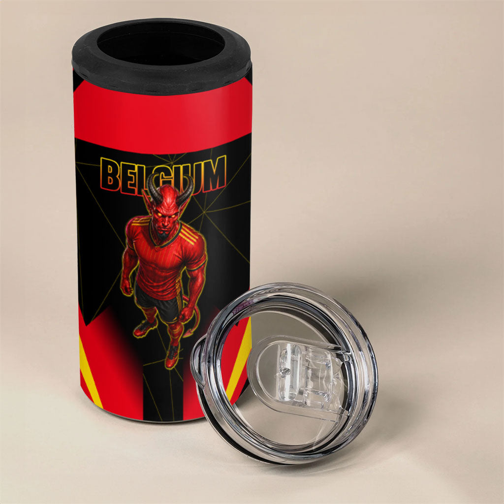 Personalized Belgium Soccer 4 in 1 Can Cooler Tumbler Belgian Football Pride Red Devils Mascot