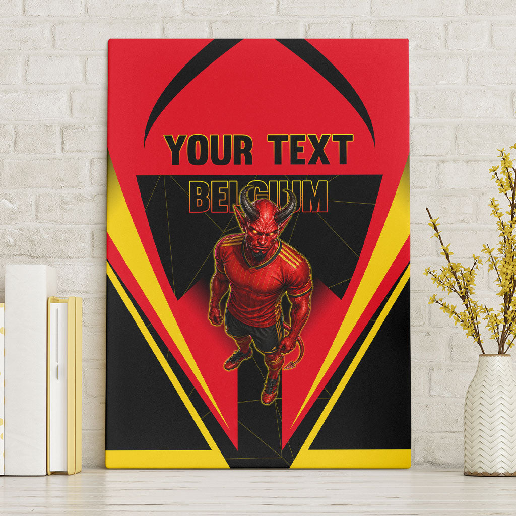 Personalized Belgium Soccer Canvas Wall Art Belgian Football Pride Red Devils Mascot
