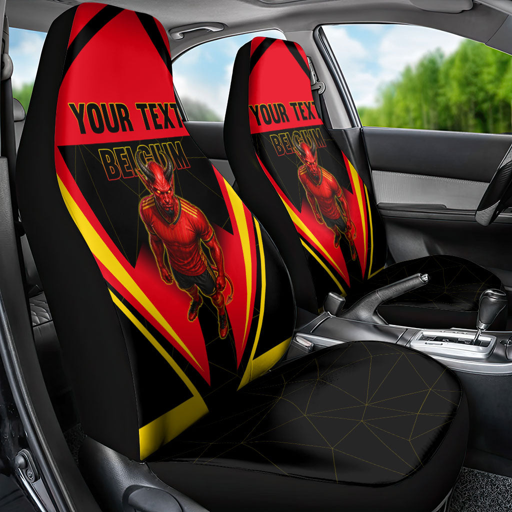 Personalized Belgium Soccer Car Seat Cover Belgian Football Pride Red Devils Mascot