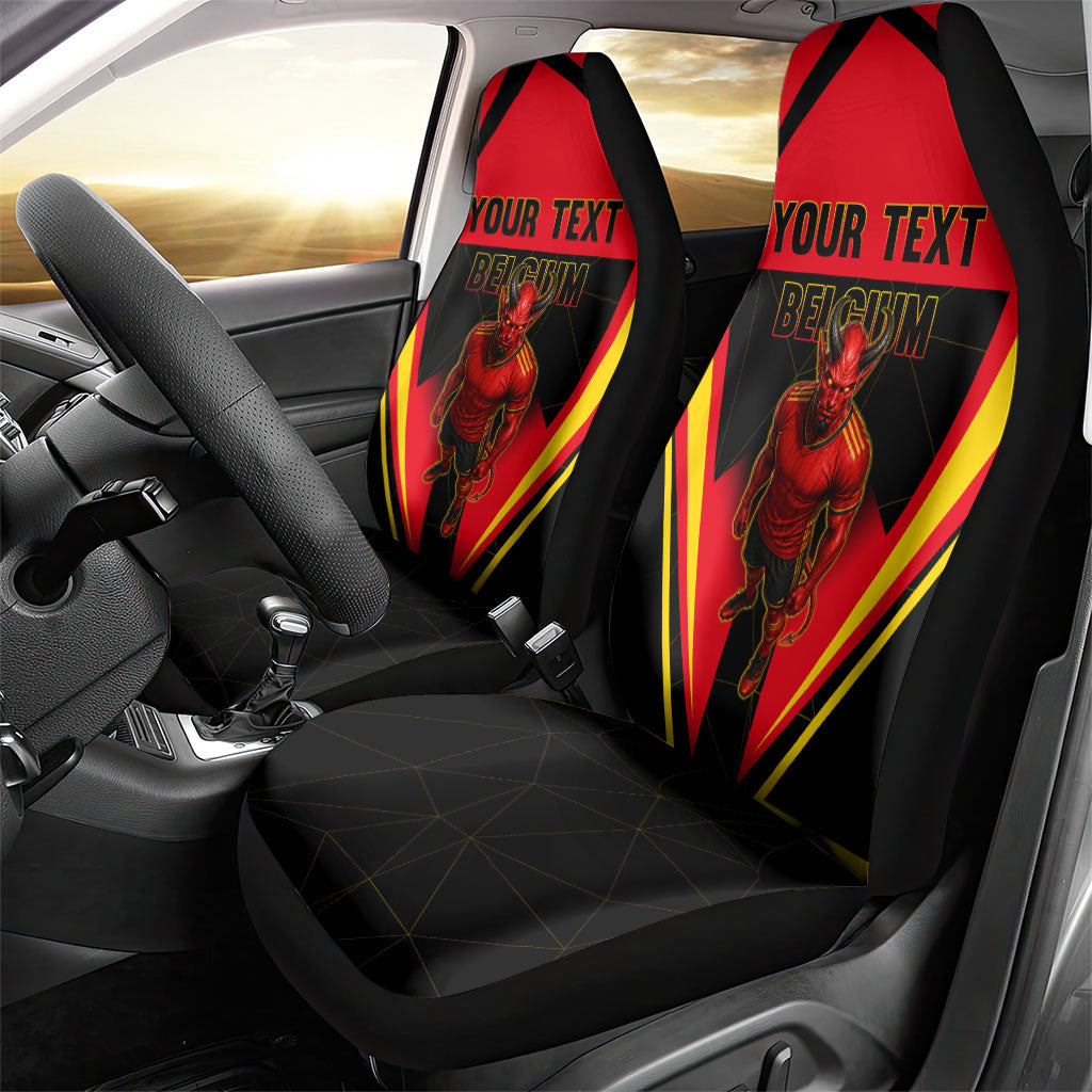 Personalized Belgium Soccer Car Seat Cover Belgian Football Pride Red Devils Mascot