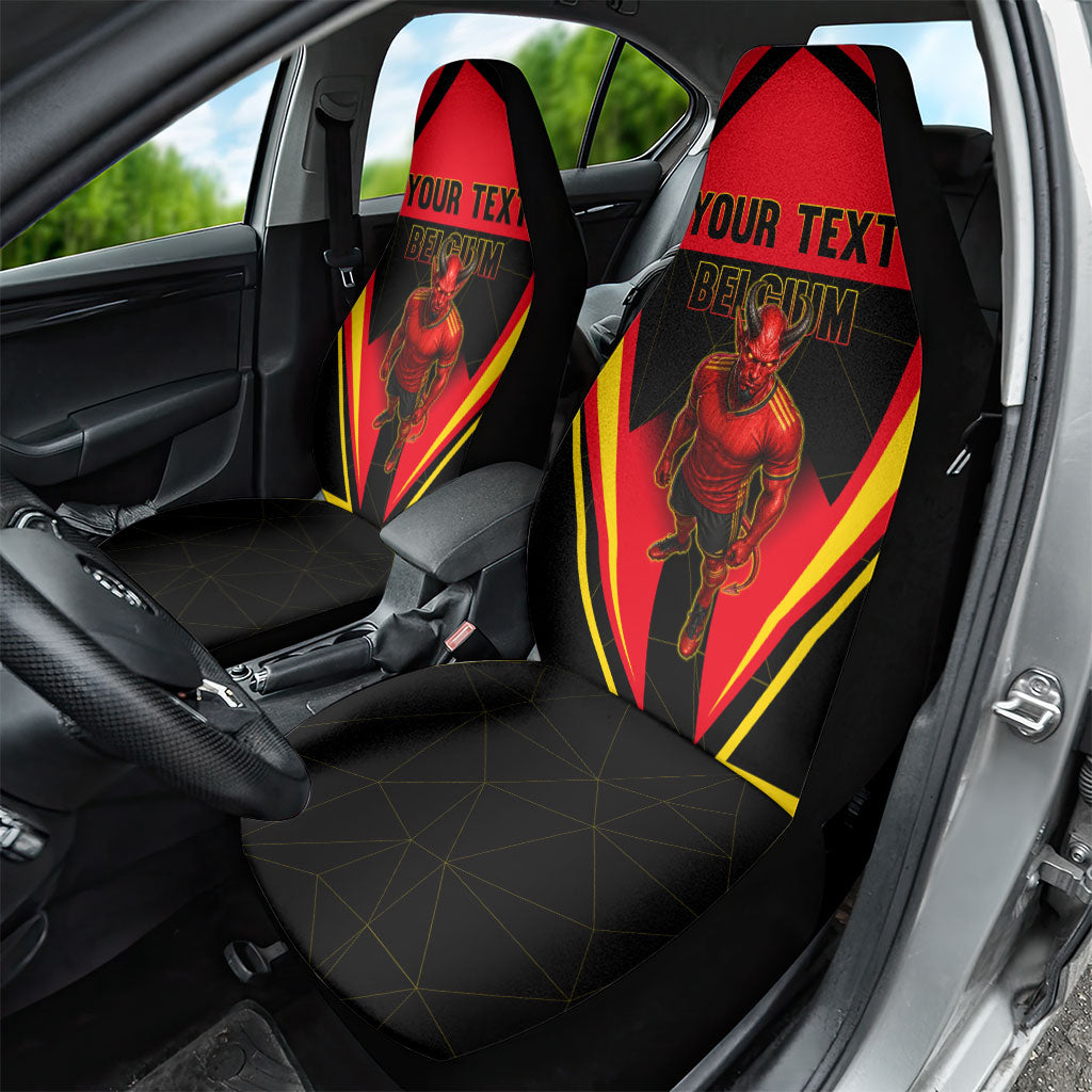 Personalized Belgium Soccer Car Seat Cover Belgian Football Pride Red Devils Mascot