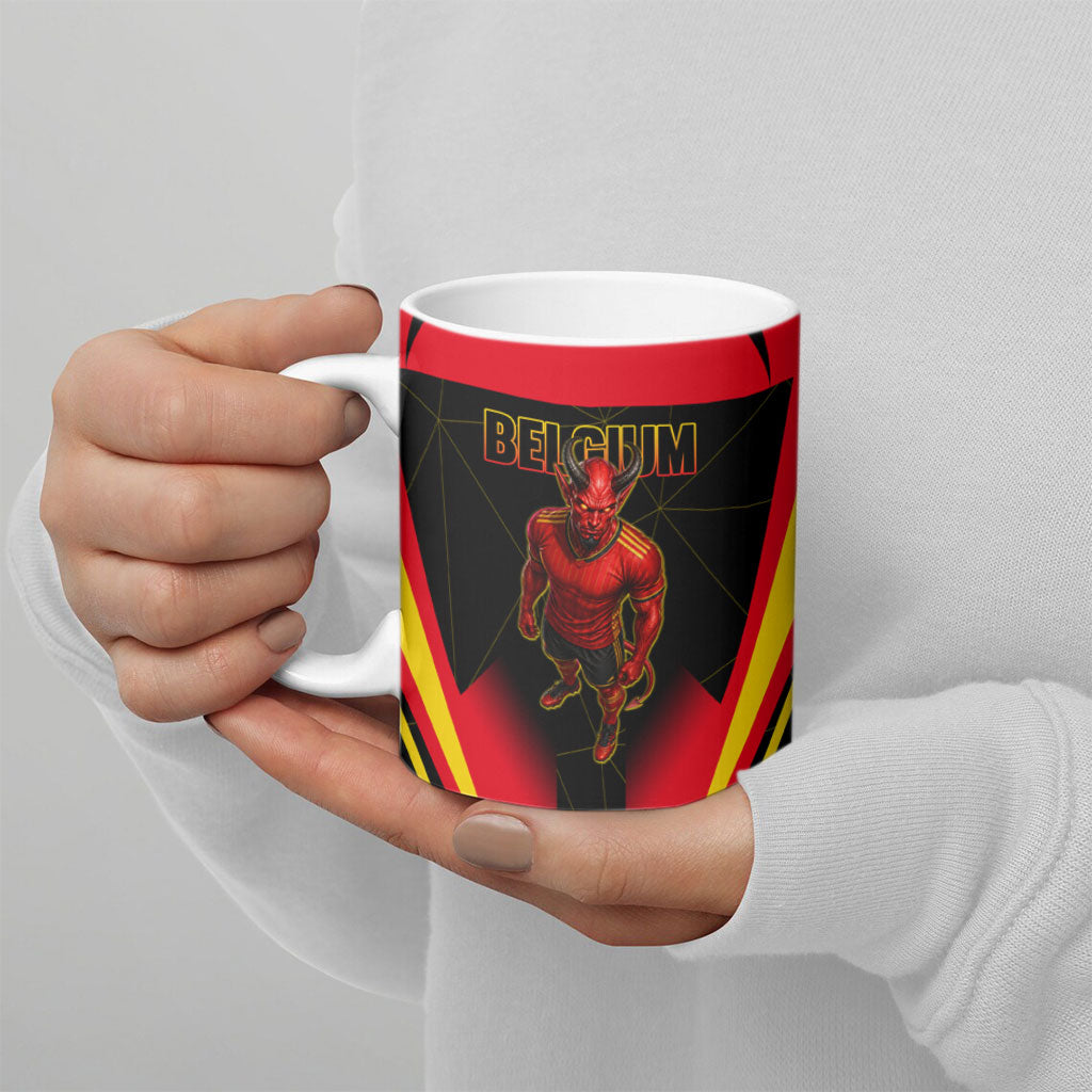 Personalized Belgium Soccer Ceramic Mug Belgian Football Pride Red Devils Mascot
