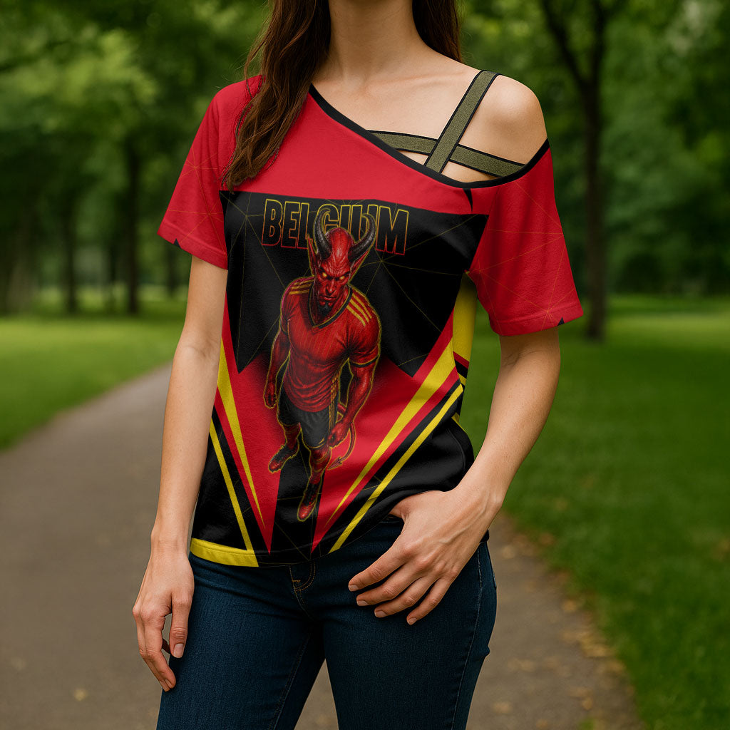 Personalized Belgium Soccer Cross Shoulder Shirt Belgian Football Pride Red Devils Mascot