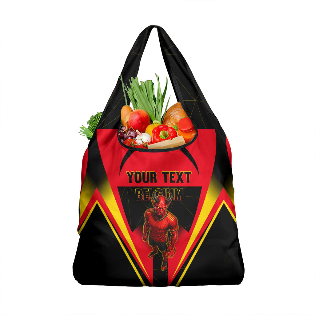 Personalized Belgium Soccer Grocery Bag Belgian Football Pride Red Devils Mascot