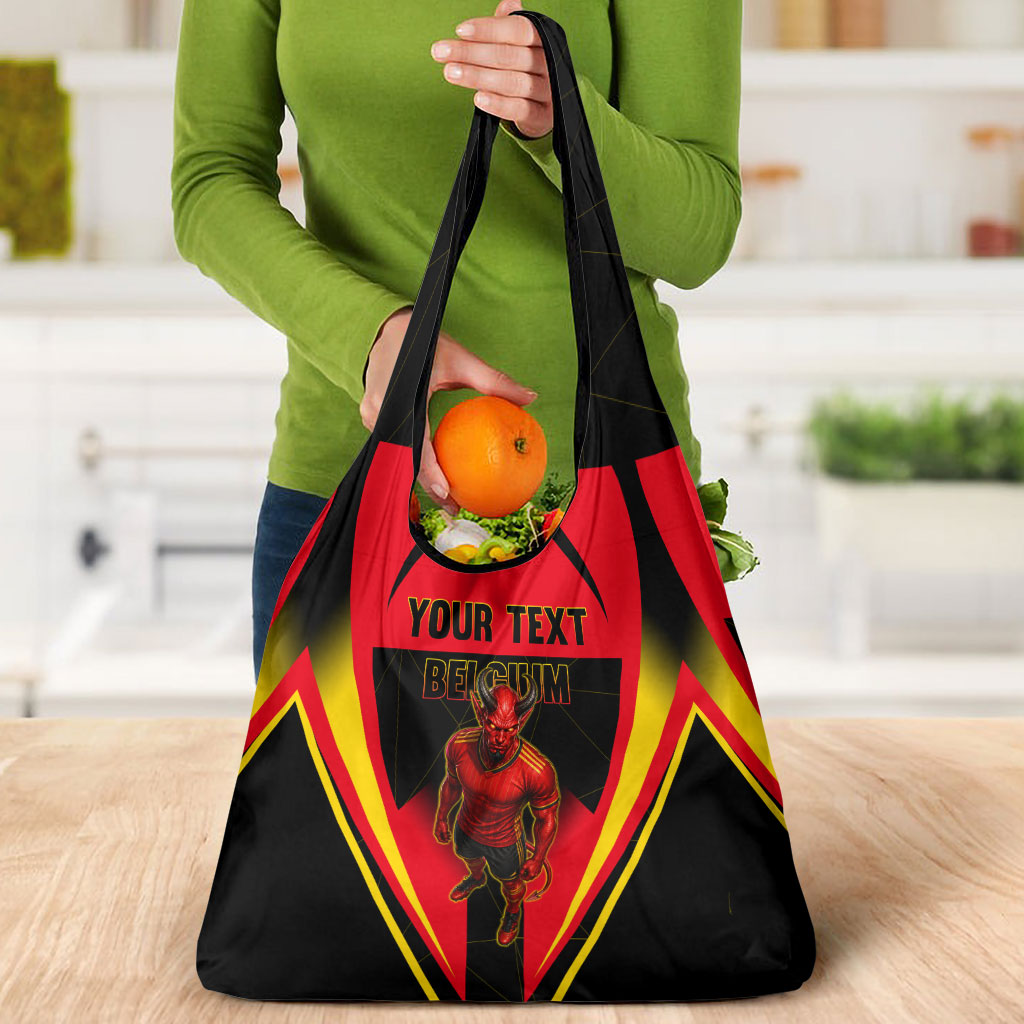 Personalized Belgium Soccer Grocery Bag Belgian Football Pride Red Devils Mascot