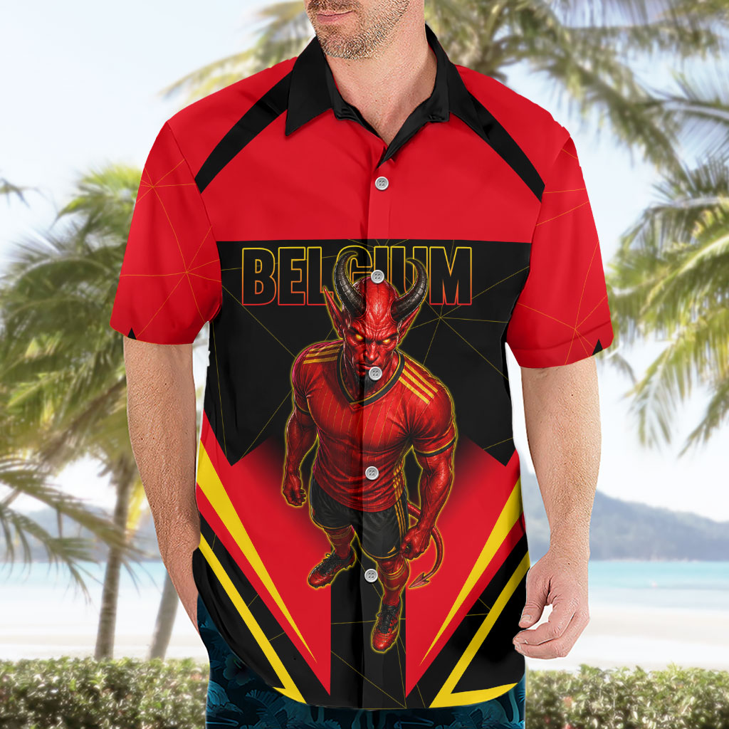 Personalized Belgium Soccer Hawaiian Shirt Belgian Football Pride Red Devils Mascot