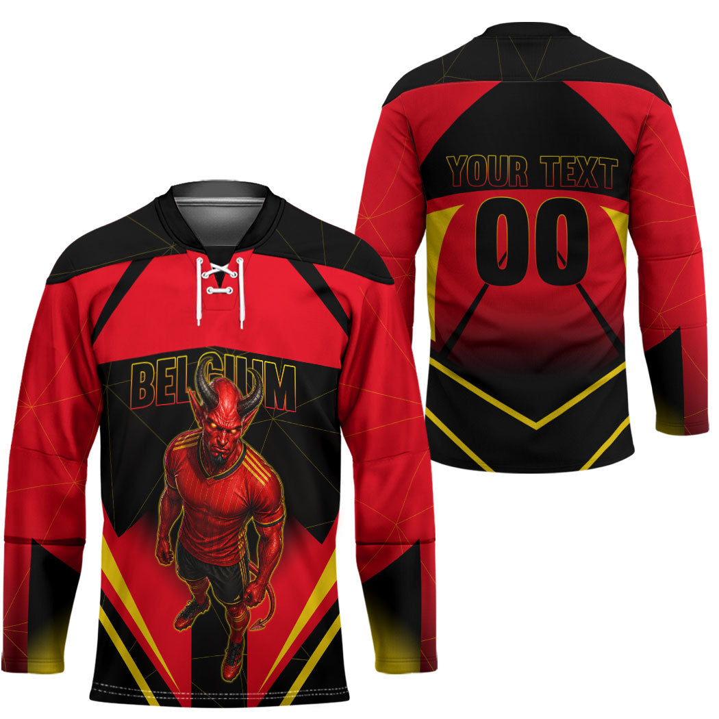 Personalized Belgium Soccer Hockey Jersey Belgian Football Pride Red Devils Mascot