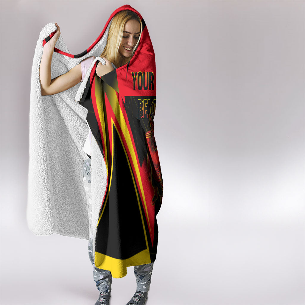 Personalized Belgium Soccer Hooded Blanket Belgian Football Pride Red Devils Mascot