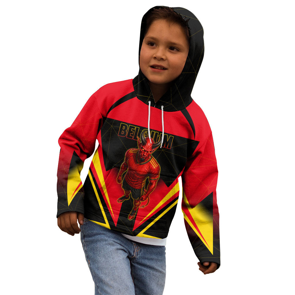Personalized Belgium Soccer Kid Hoodie Belgian Football Pride Red Devils Mascot
