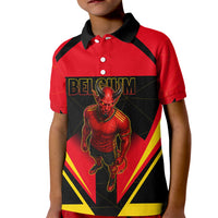 Personalized Belgium Soccer Kid Polo Shirt Belgian Football Pride Red Devils Mascot
