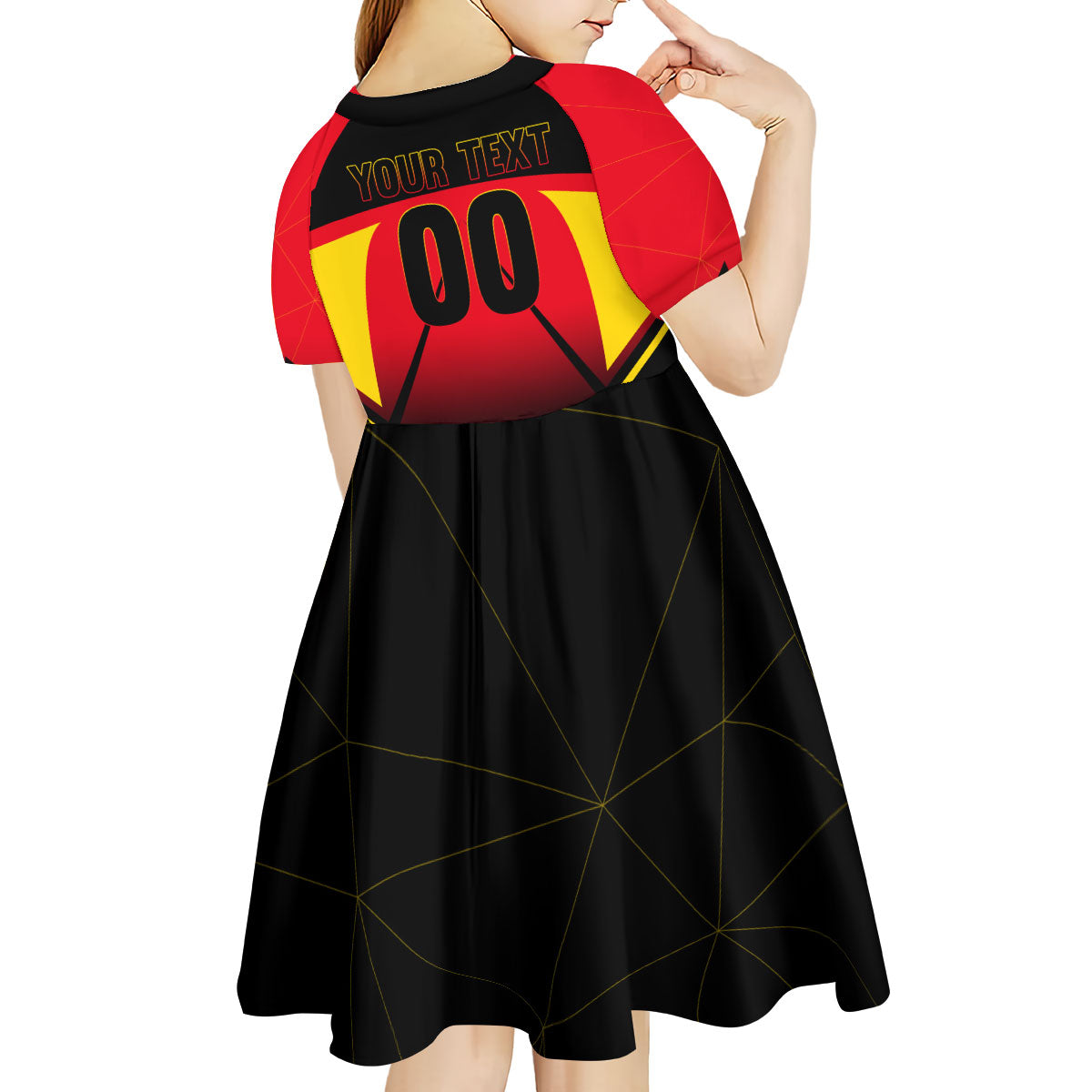 Personalized Belgium Soccer Kid Short Sleeve Dress Belgian Football Pride Red Devils Mascot