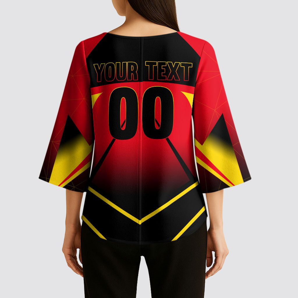 Personalized Belgium Soccer Kimono Sleeve Blouse Belgian Football Pride Red Devils Mascot