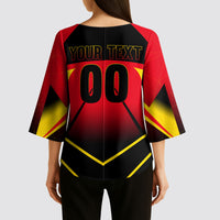 Personalized Belgium Soccer Kimono Sleeve Blouse Belgian Football Pride Red Devils Mascot