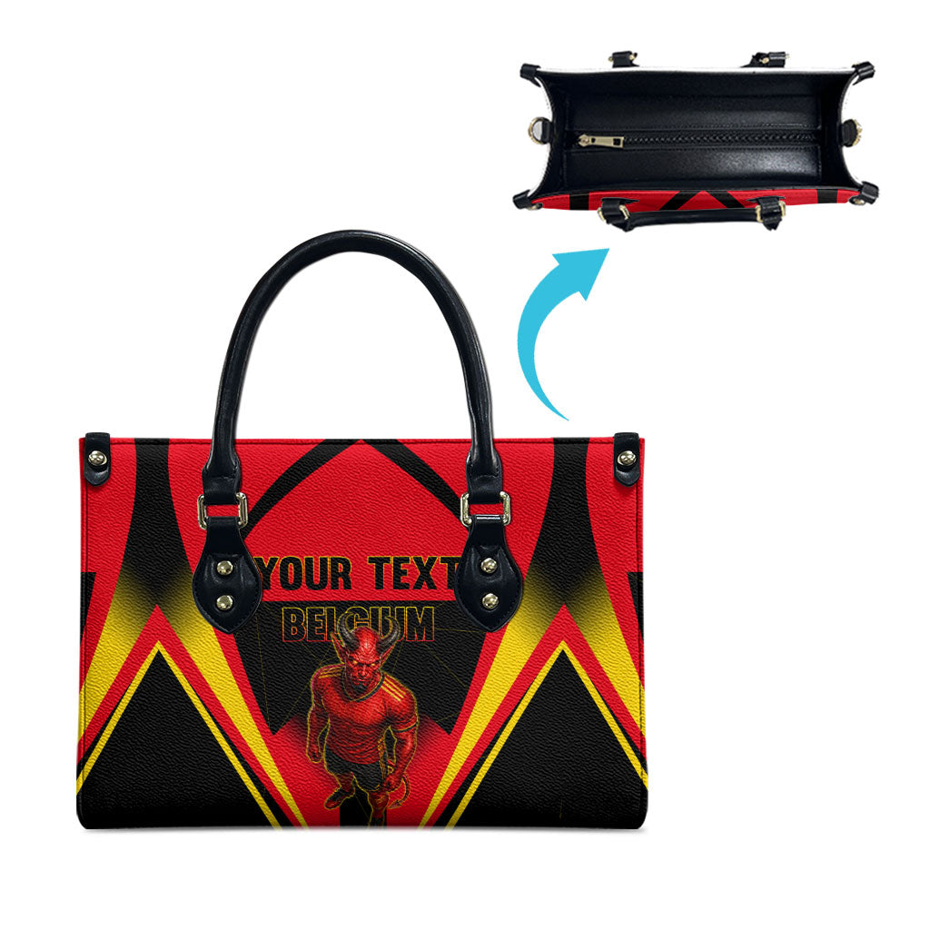 Personalized Belgium Soccer Leather Bag Belgian Football Pride Red Devils Mascot