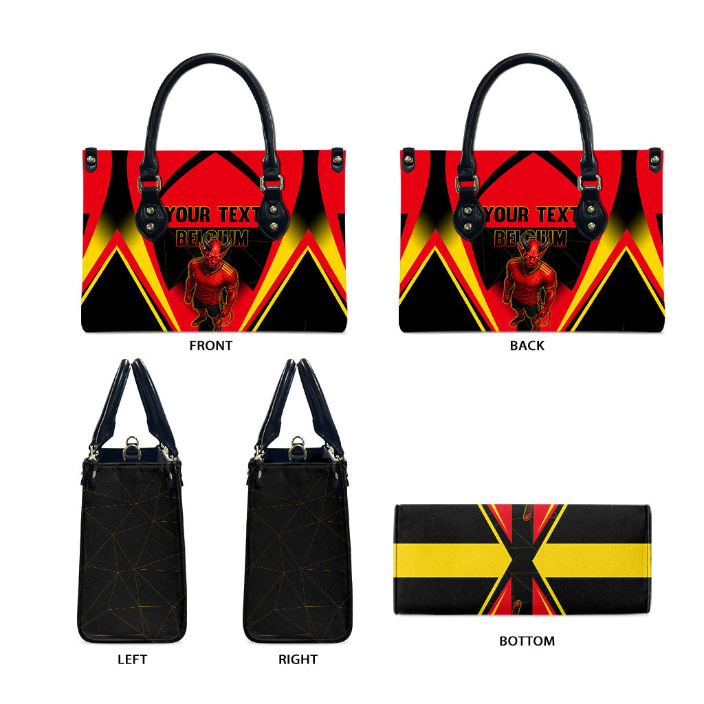 Personalized Belgium Soccer Leather Bag Belgian Football Pride Red Devils Mascot